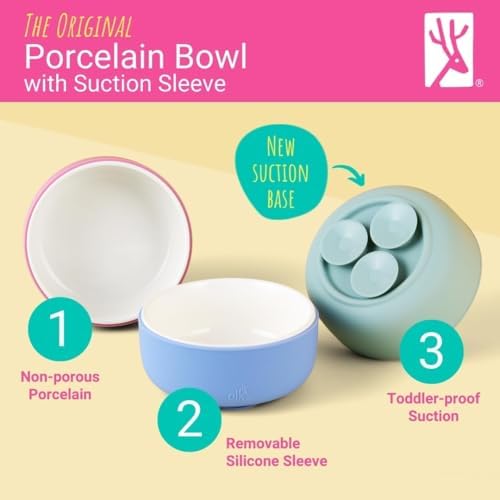 Elk and Friends Kids Porcelain Bowls with Suction Sleeve 1