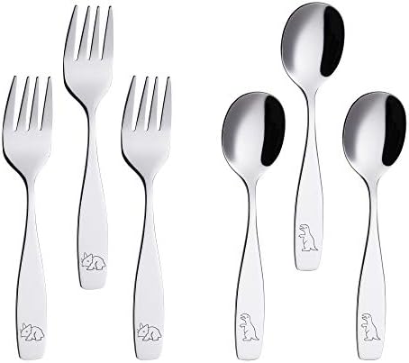 ANNOVA Kids Silverware Set 6 Pieces with Engraved Dinosaurs