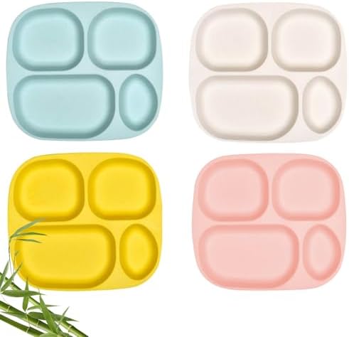 Shopwithgreen Bamboo Divided Plates Set of 4