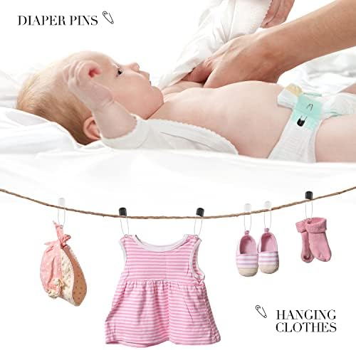 50 Piece Cloth Diaper Pins with Locking Closures and Velvet Bag