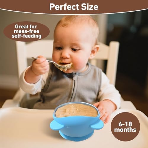 DZDOV 4 Pack Suction Baby Bowls - 8oz Stainless Steel and Silicone