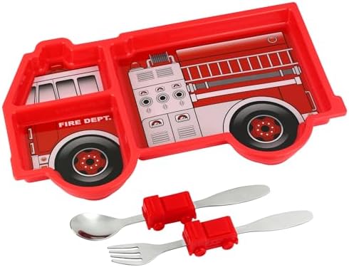 KidsFunwares Fire Truck Plate Set for Toddlers