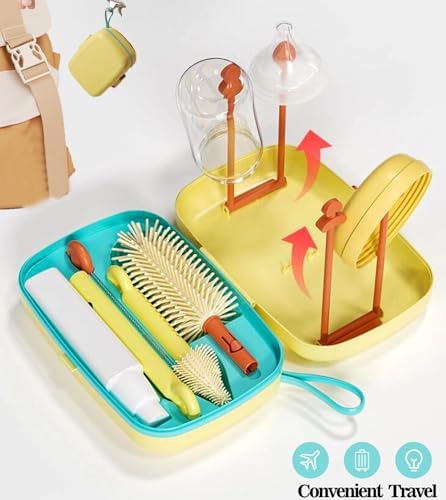 7-in-1 Baby Bottle Cleaning Kit with Storage Yellow