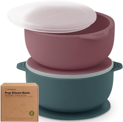 KeaBabies 2-Pack Suction Baby Bowls with Lids