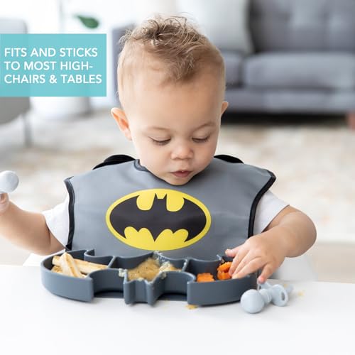 Bumkins Toddler Suction Plate Batman Gray