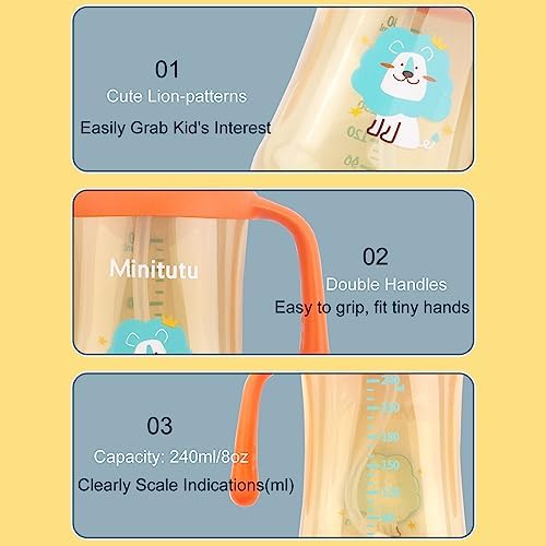 Nohlerlife Sippy Cup for Baby 6 Leak Proof 240ml BPA Free Green