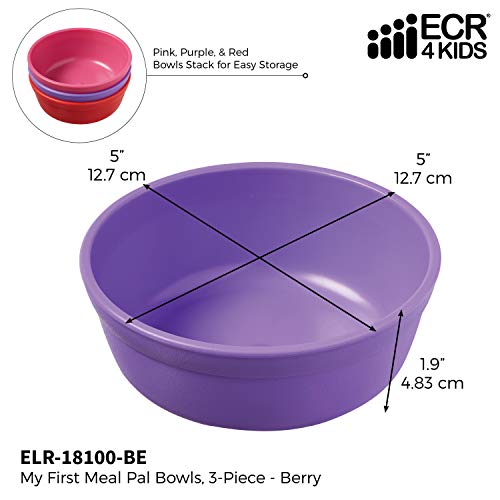 ECR4Kids ELR-18100-BE My First Meal Pal Snack Bowls 3-Pack Berry
