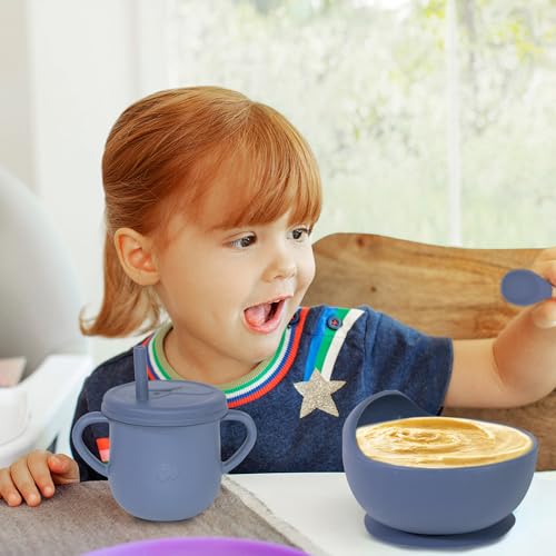 Dormlony 100 Silicone Baby Feeding Set Navy Blue