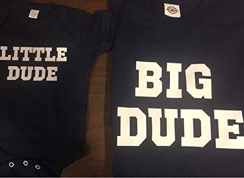Handmade Father Son Shirt Set Big Dude Little Dude Baby Onesie