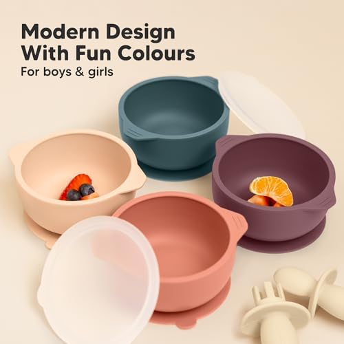 KeaBabies 2-Pack Suction Baby Bowls with Lids