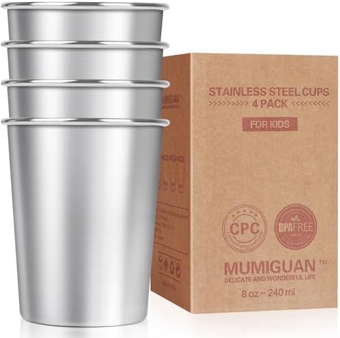 MUMIGUAN 8oz Stainless Steel Kids Cups 4 Pack 1