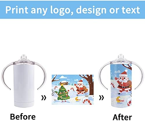 OKBA 6-Pack 12 Oz Sublimation Sippy Cups with Handles and Lids