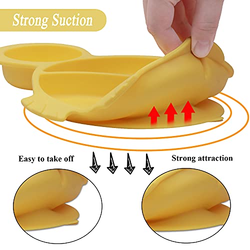 NICINGU Baby Plates with Suction - Yellow Tortoise Set of 10