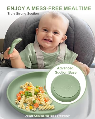 Qyeejong Classic Toddler Plates 3 Pack Suction Non-Slip 1