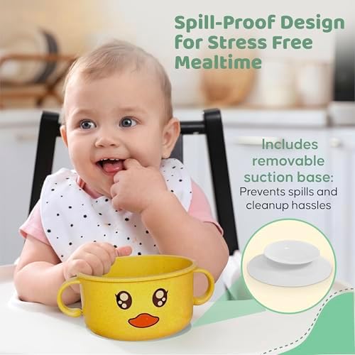 SnugglyBites Suction Bowls for Babies Toddlers Pink White