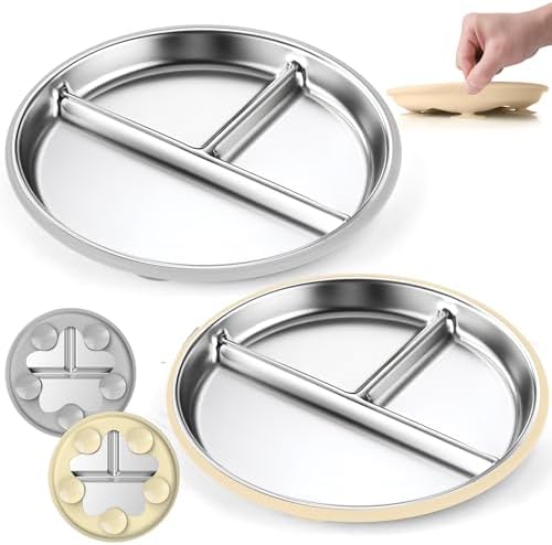 OVV Stainless Steel Toddler Plates 2 Pack 9 Inch