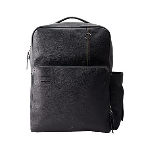 Capra Leather Black Diaper Bag Backpack