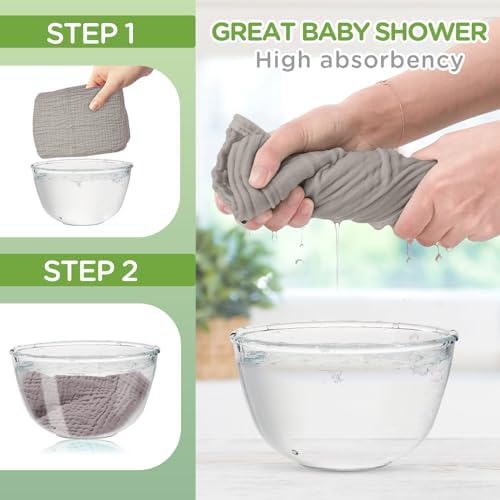 Breling 20 Pcs Muslin Washcloth Set Gray