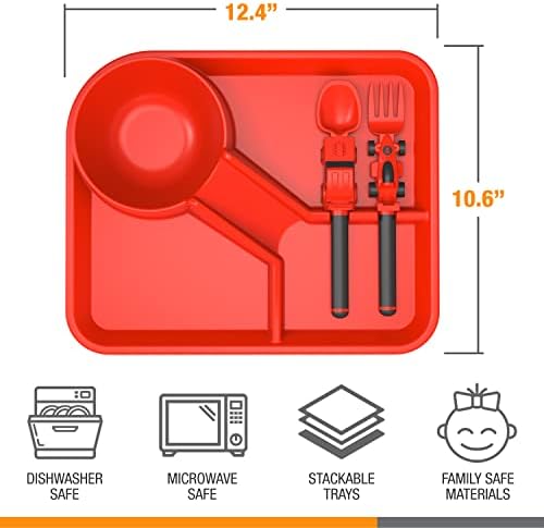 Dinneractive Kids 3PC Red Race Car Plates Set