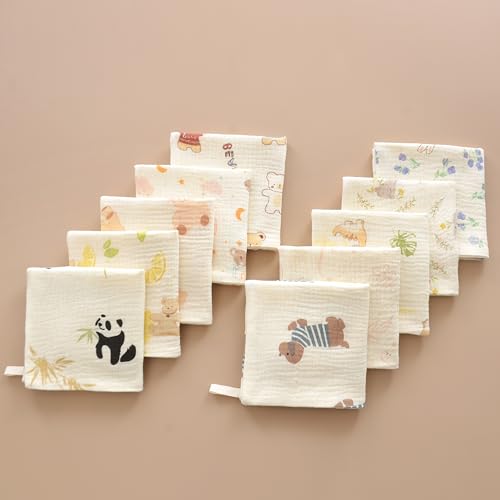 VIVANA Baby Washcloths with Animal Patterns 10 Pack