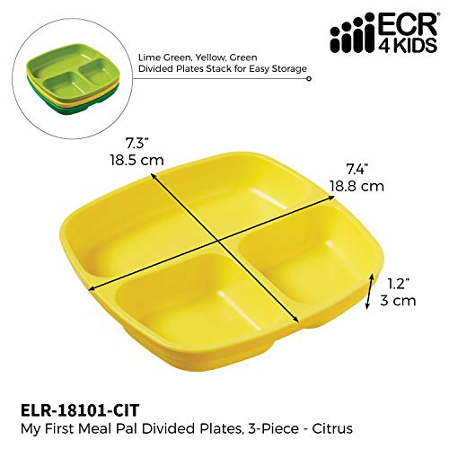 ECR4Kids My First Meal Pal 3-Pack Divided Plates