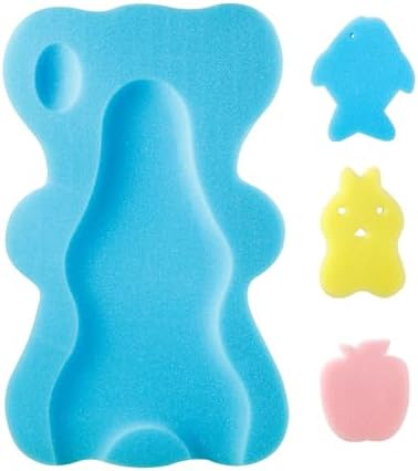 PandaEar Baby Bath Sponge Mat - Soft Newborn Cushion Odor Free Blue