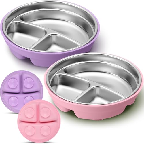 Nuogo 2 Pcs Stainless Steel Baby Suction Plates