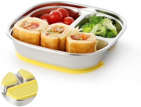 AIEVE Stainless Steel Baby Plate with Suction Base and Dividers