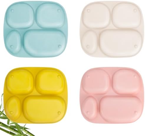 Shopwithgreen Bamboo Divided Plates Set of 4