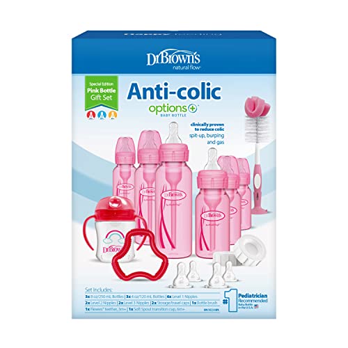 Dr Browns Natural Flow Anti-Colic Gift Set with Pink Accents