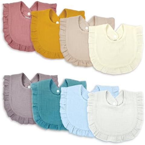 EllieHouse 8 Pack Drooling Teething Bibs for Baby
