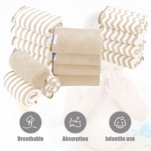 15 Pack Super Soft Baby Washcloths - 10x10 Brown