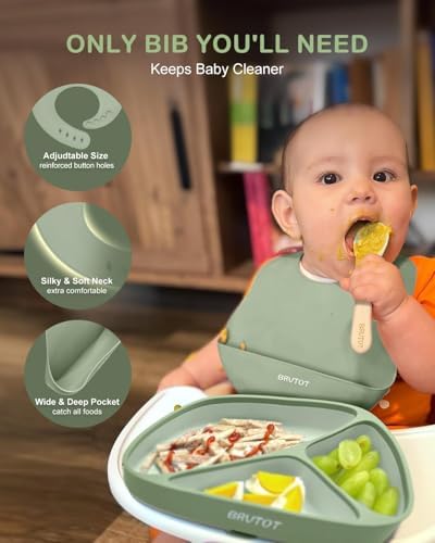 Qyeejong 9 PCS Silicone Baby Feeding Set