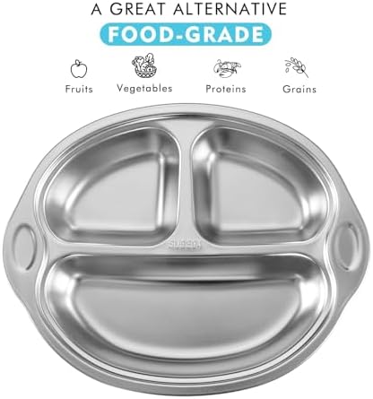 Mrs Chou Stainless Steel Suction Plates for Babies and Toddlers