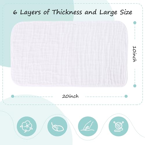 HIPHOP PANDA 10 Pack 6-Layer Muslin Burp Cloths