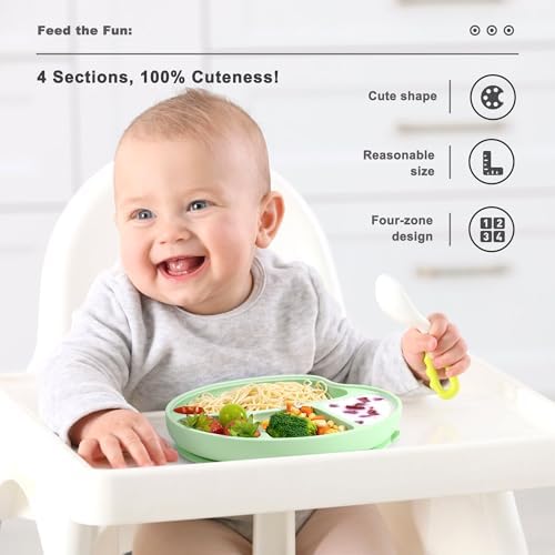 LiZhao Baby Suction Plates with Lids - Divided Design Toddler Plates