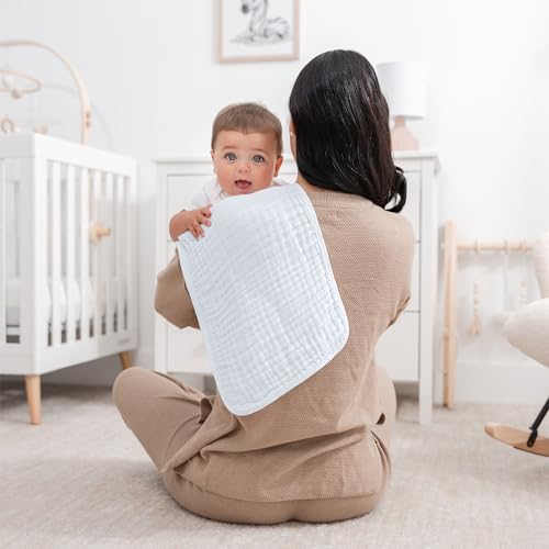 Comfy Cubs Muslin Burp Cloths Pack of 10 - 20x10 White
