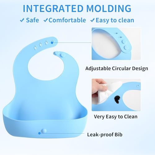 EuChoiz Silicone Baby Feeding Set with Cute Bunny Blue