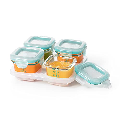 OXO Tot 4oz Glass Food Storage Containers Teal
