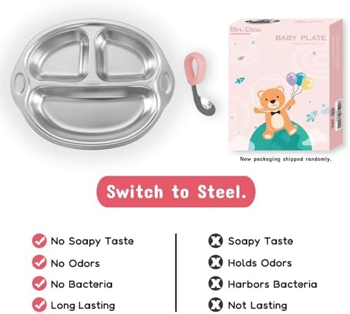 Mrs Chou Pink Stainless Steel Baby Suction Plates