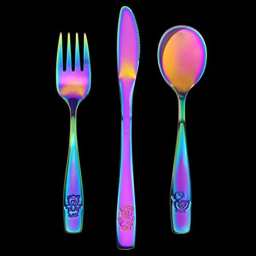 GlossyEnd 9 Piece Rainbow Kids Cutlery Set