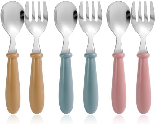 6 Piece Toddler Utensils Set with Soft Round Handles