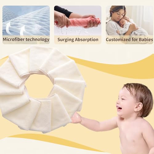 MUKIN Baby Washcloths Set 12 Pack 12x12 Inches