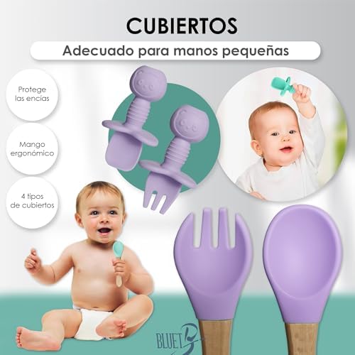 Bluet B Silicone Baby Feeding Set - 8pcs Purple