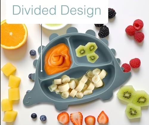 Dinosaur Feeding Silicone Baby Plate - No BPA