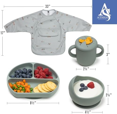 ATSHA 19 PCS Silicone Baby Feeding Set