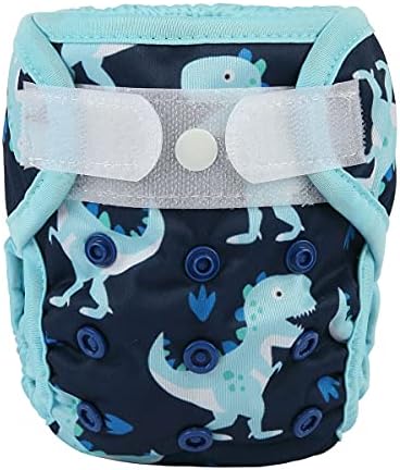 Newborn Baby Cloth Diaper Cover with Hook Loop Blue Dinosaurs