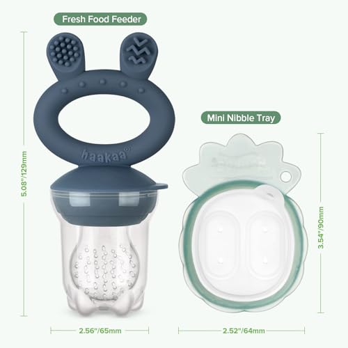 Haakaa Baby Food Feeder Freezer Nibble Tray Combo 4 Month Steel Blue