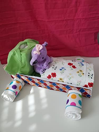 Racecar Diaper Cake with Flowers and Polka Dots 1