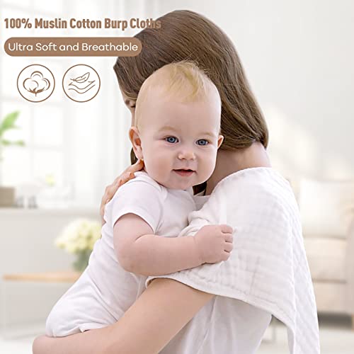 Yoofoss 10 Pack Organic Muslin Burp Cloths 20X10